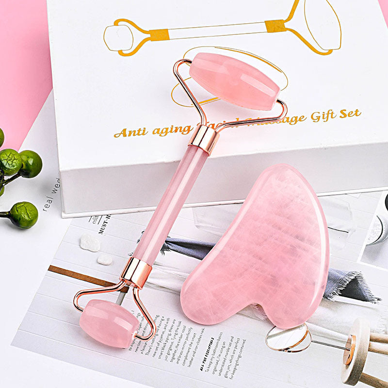 Natural Jade Facial Roller and Gua Sha Set