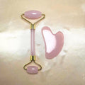 In stock: Resin rose quartz massage roller, imitation jade beauty bar, facial massager, double-headed roller gua sha set.