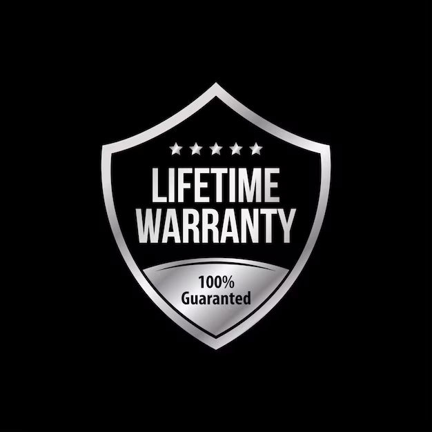 Shield-shaped logo with 'Lifetime Warranty' text on a black background